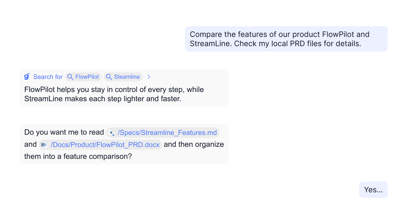Gety AI integration with local files