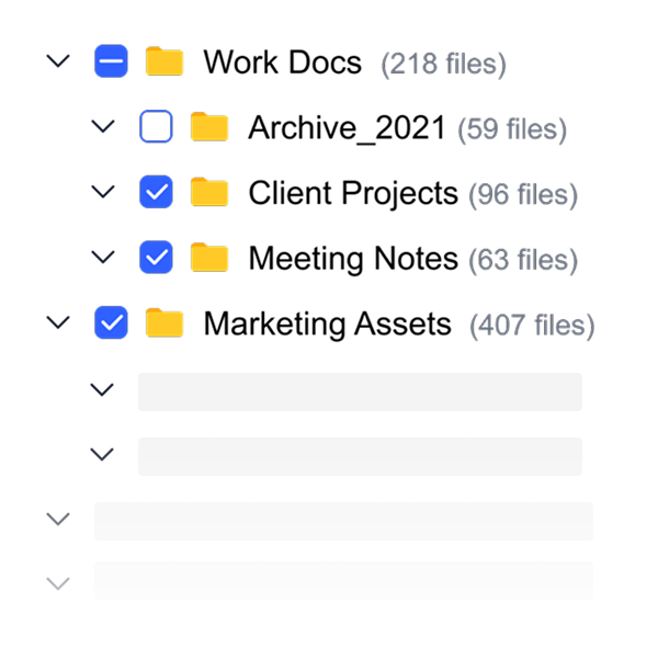 Gety folder selection for indexing