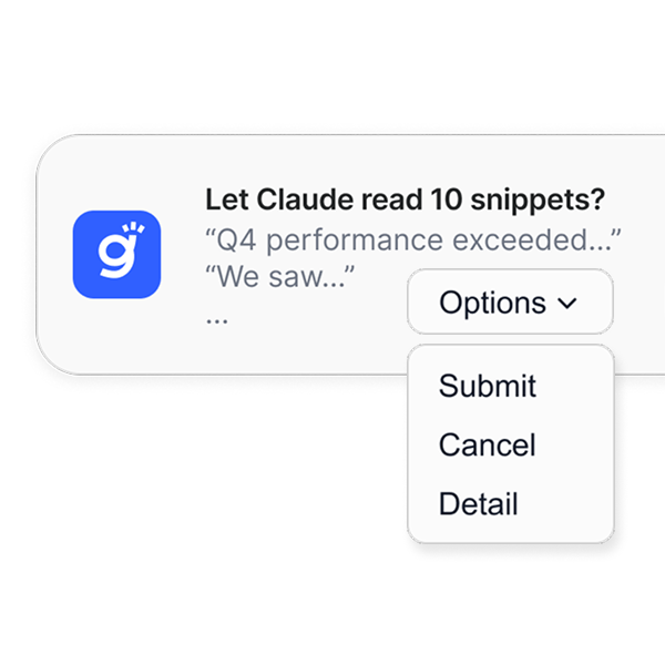 Gety approval interface for AI sharing