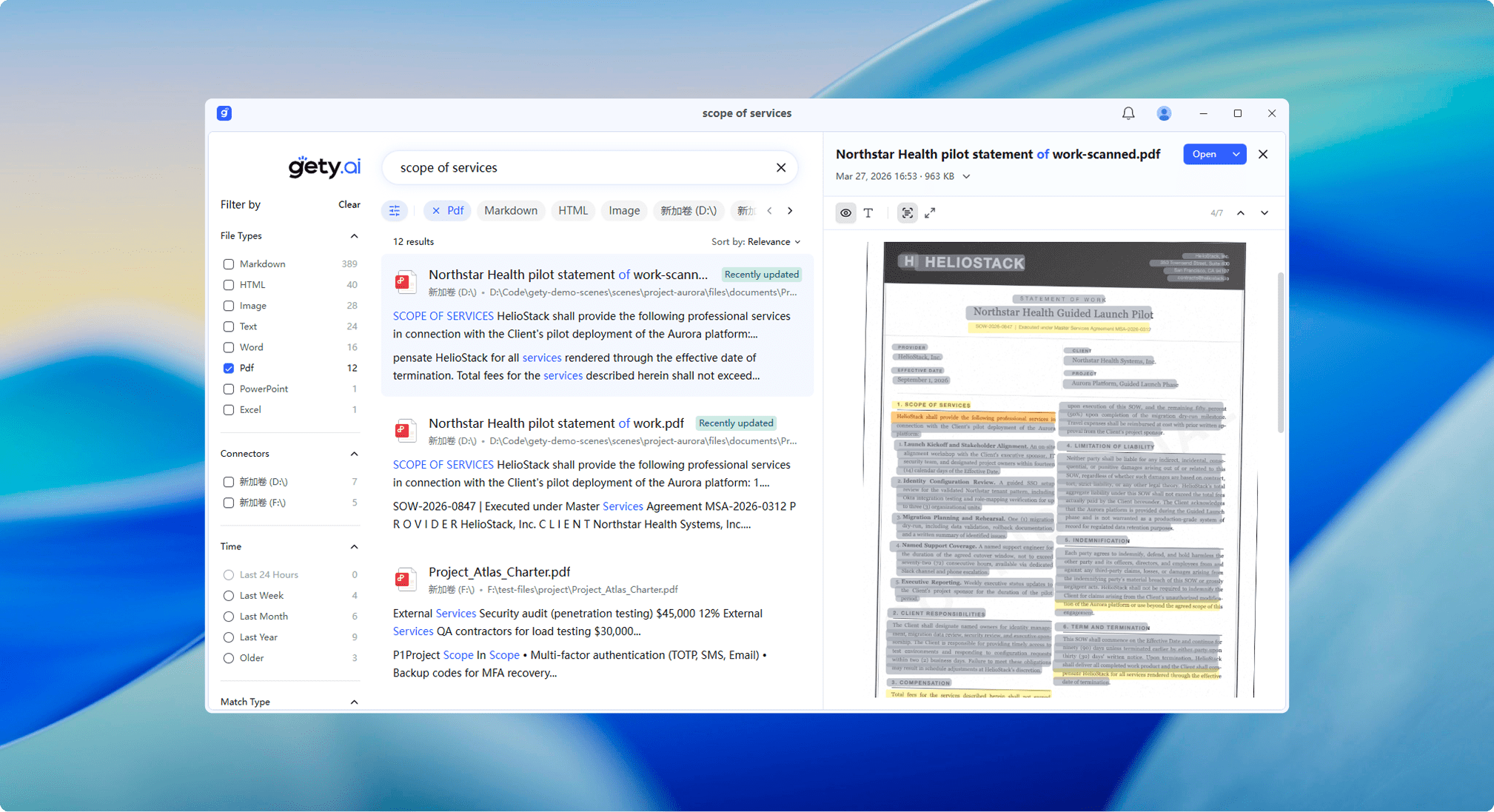 OCR text highlight in file preview