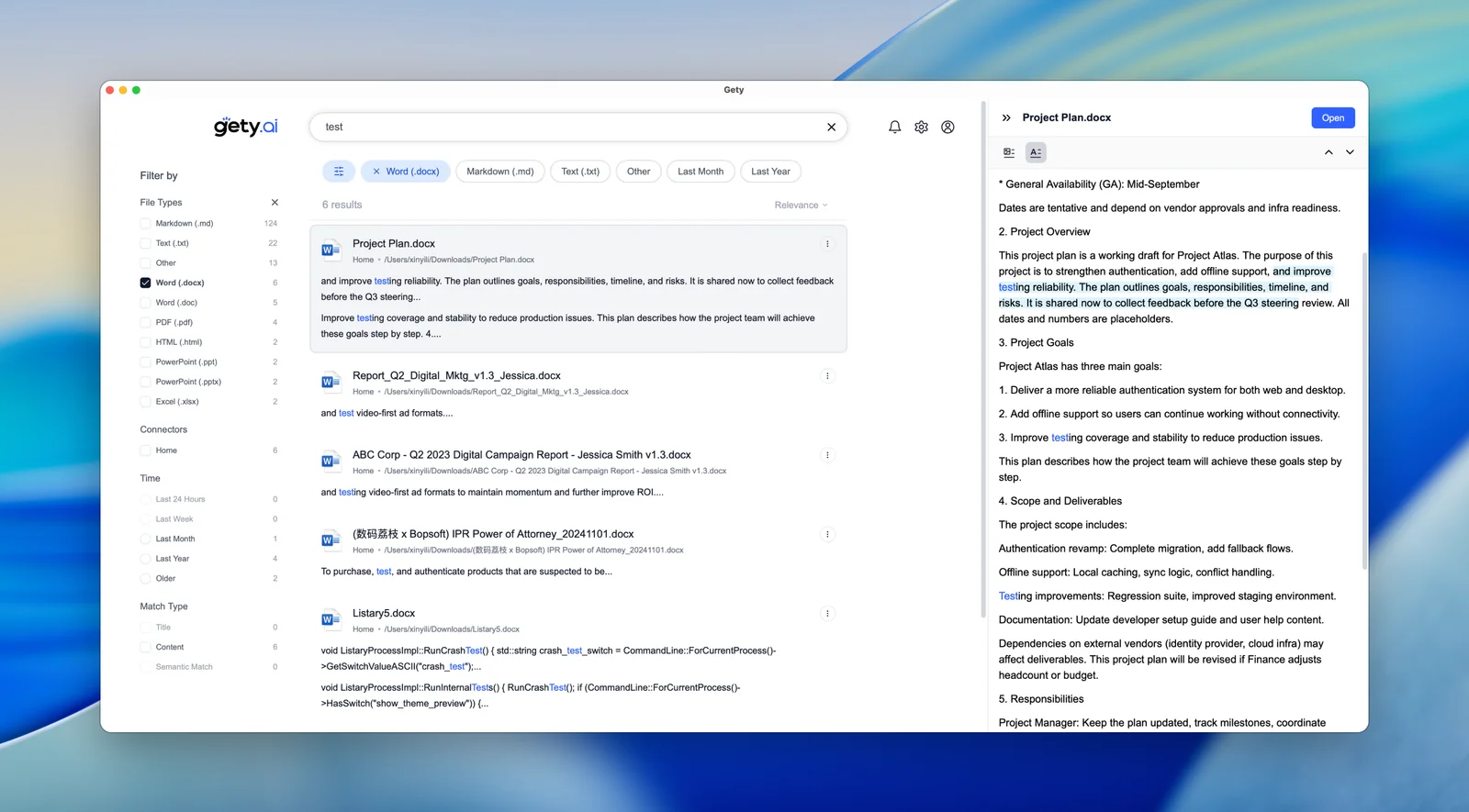 Gety Advanced Filters